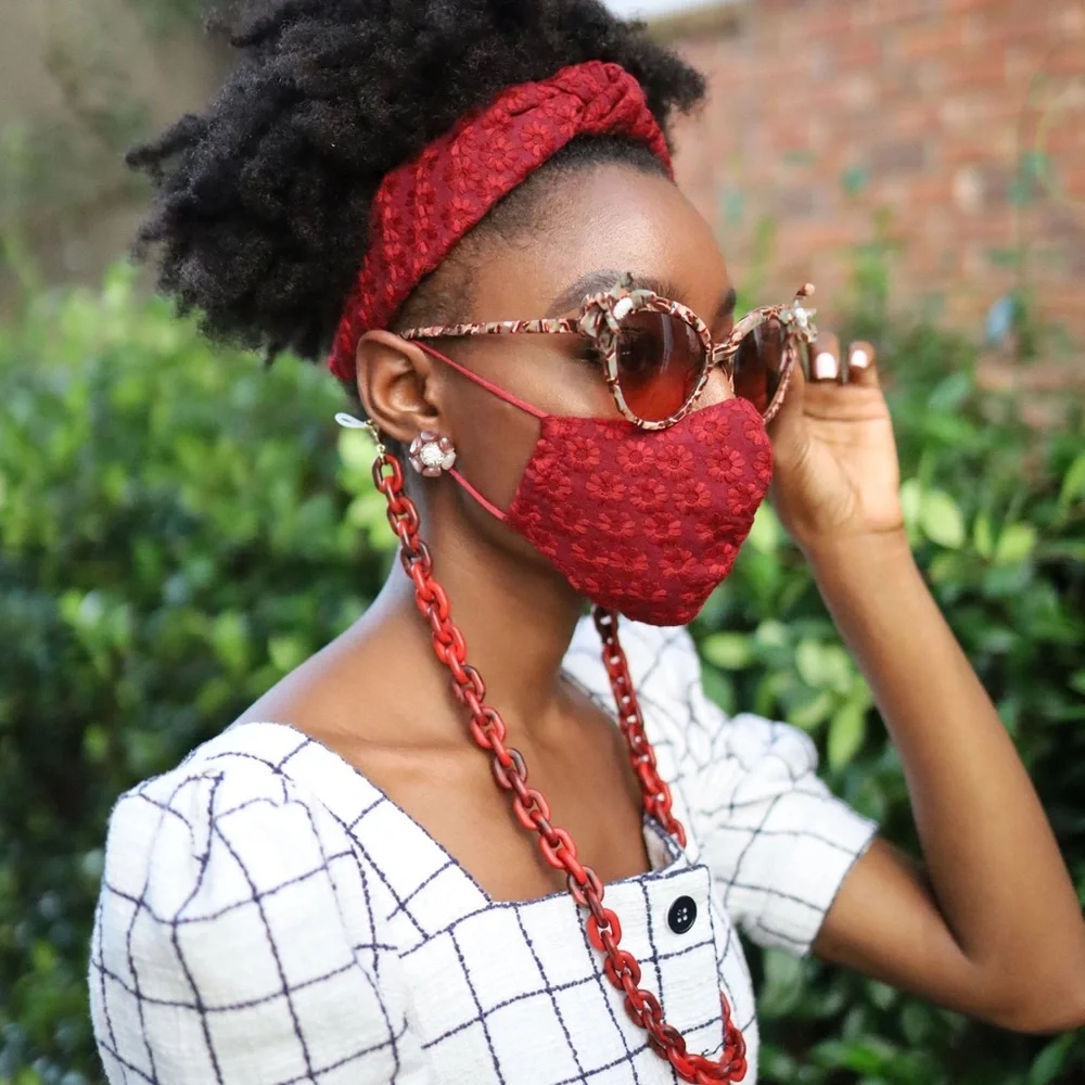 LELE SADOUGHI • Burgundy Flower Lace Luxury Face Mask